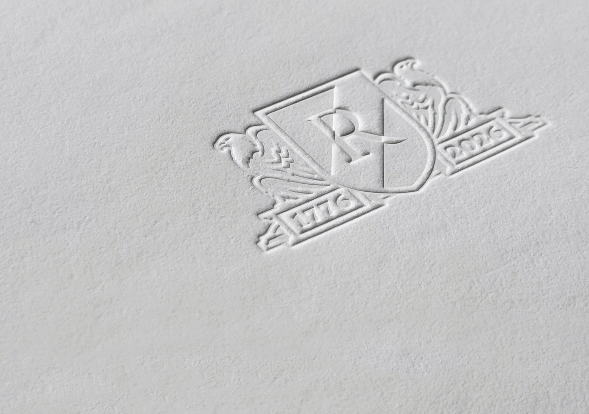 Detailed view of America's 250th Anniversary Crest on Rothridge Broadside