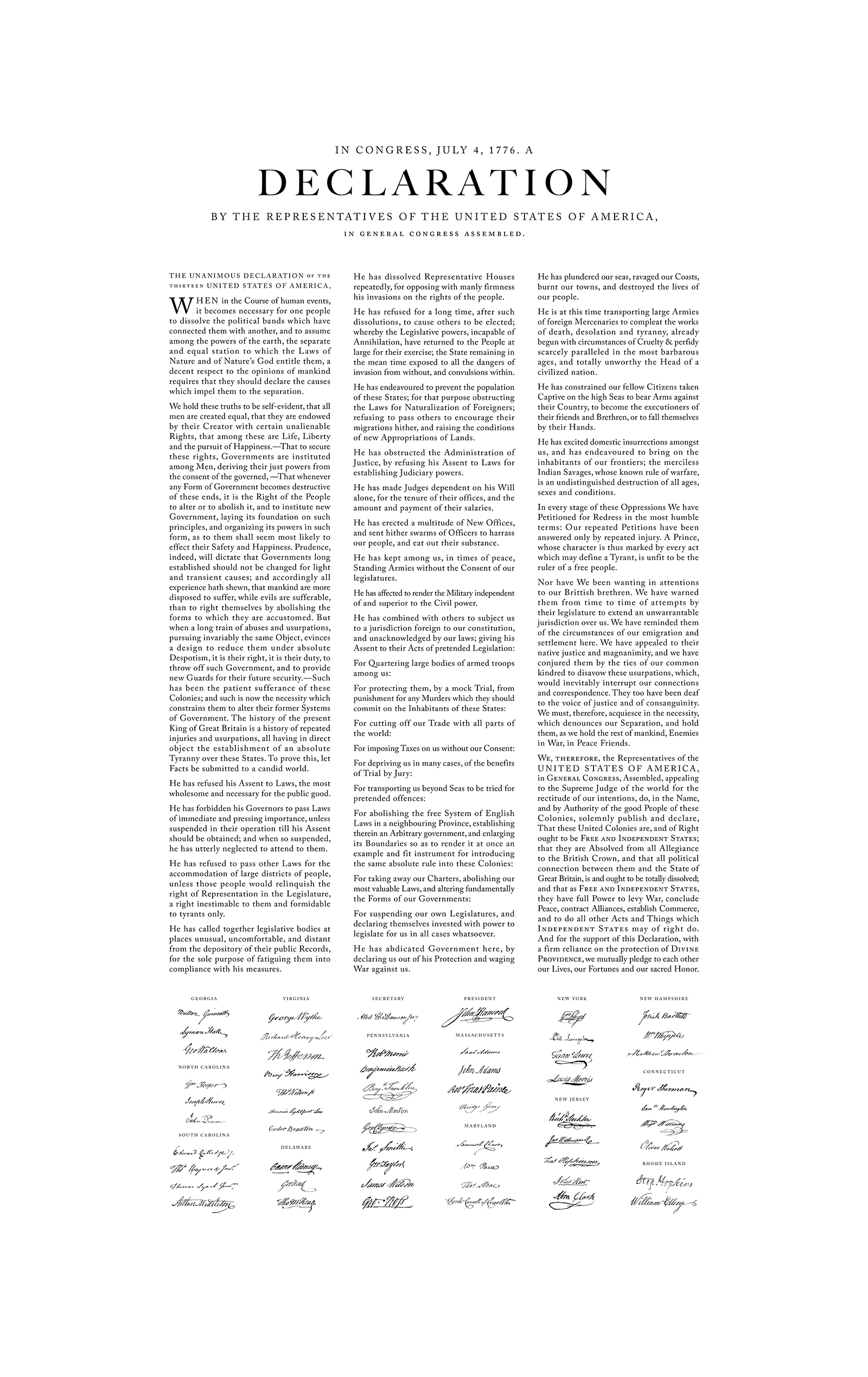 Rothridge Broadside of the Declaration of Independence